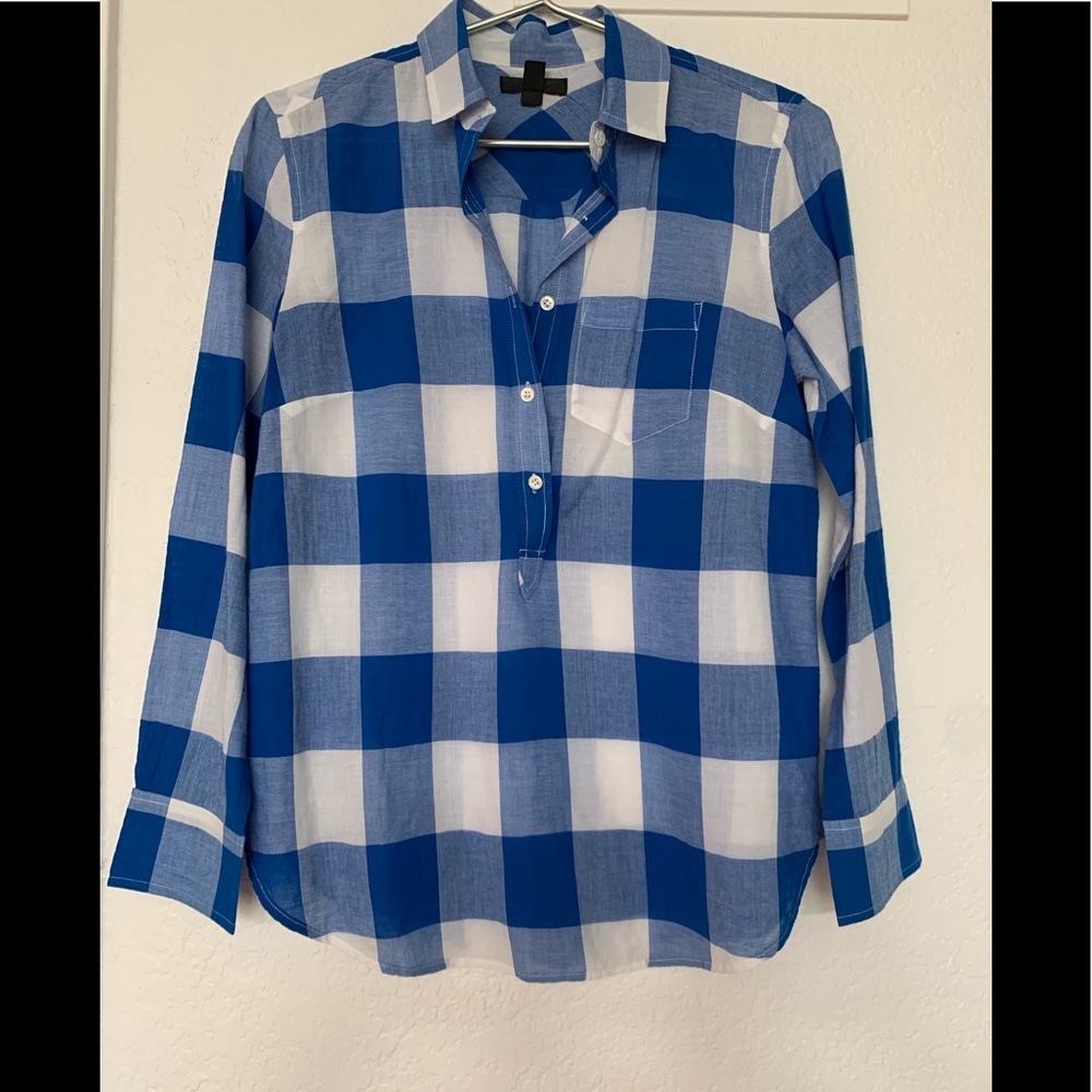 Jcrew Royal Blue Buffalo Checkered Long Sleeve